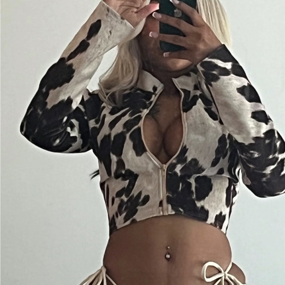 Cow Print Cropped Jacket